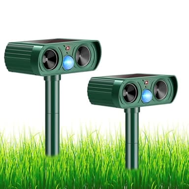 2 Pack Solar Ultrasonic Animal Repeller 2026 Waterproof Deer Repellent Devices Flashing Light Deterrent for Rabbits,Dogs, Raccoons, Cats,Rodents, Skunks, Squirrels,Yard Garden Outdoor