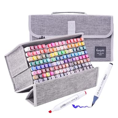 SANJOKI Art Markers 120 Colors Brush Tip Multicolor Pen Professional Marking Pen for Artist and Beginners