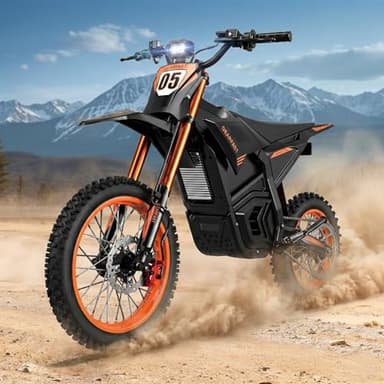 RKJ Electric Dirt Bike for Adults Teens, 3500W, 43MPH & 60 Miles, 48V/21AH Removable Battery, Hydraulic Brakes & Full Suspension, 14"/12" Fat Tire, Mountain Off-Road E Dirt Bike for Age 13+