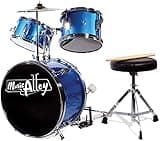 Music Alley 3 Piece Kids Drum Set with Throne, Cymbal, Pedal & Drumsticks, Blue, (DBJK02)