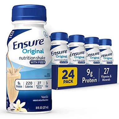Ensure Original Vanilla Nutrition Shake With Fiber | Small Meal Replacement Shake | Ready to Drink | 9g Protein, 27 Vitamins and Minerals | 8 fl oz - 24 Pack