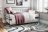 Novogratz Bright Pop Twin Metal Daybed and Trundle, Stylish & Multifunctional, Built-in Casters, Black