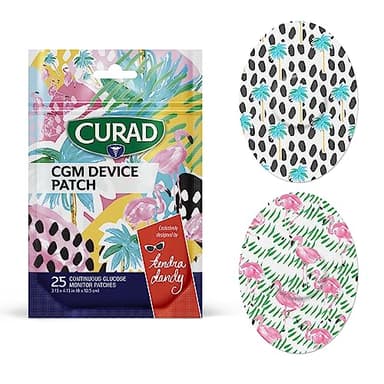 Curad® Kendra Dandy CGM Patches (25-Count) | 3.13" x 4.13" Exclusive Continuous Glucose Monitor Patches | Waterproof and Easy-Peel Continuous Blood Glucose Monitor Patch for Consistent Application