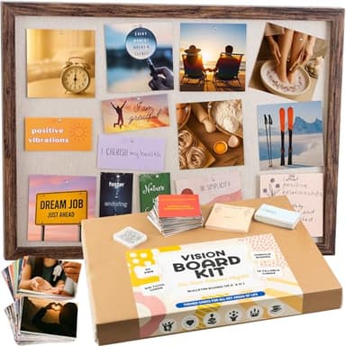 Vision Board Kit - Cork Board 15.3x11” with 235 Vision Board Pictures - Great Gift and Dream Board, Mood Board, and Collage Book