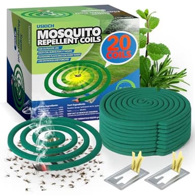 Mosquito Repellent Coils -Mosquito Repellent Outdoor Patio Fresh Scent,Use Reaches Up to 10 feet, Each Mosquito Coils Burns for 5-7 Hours (Contains 20 coils & 2 Stands)