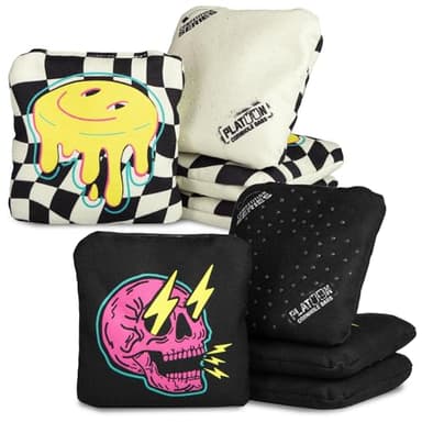 Play Platoon Competition Series Professional Cornhole Bags Set of 8 - Double Sided Slick and Stick with Rubber Sticky Dot Slow Side Corn Hole Bags for Tossing Game - Regulation Weight, Designed in USA