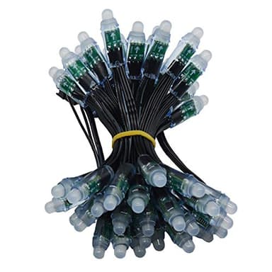 WESIRI WS2811 Diffused Digital RGB LED Pixel Lights Black Wire Individually Addressable Round DIY LED Pixels Module IP68 Waterproof DC5V 50pcs/Set