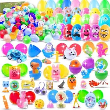 Jookamar 165PCS Prefilled Easter Eggs with Toys Inside, Easter Eggs Fillers Basket Stuffers Easter Hunt Games Party Favor Supplies Classroom Prize for Kids