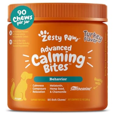 Zesty Paws Calming Chews for Dogs - for Everyday Stress, Relaxation, Composure, and Separation Turkey 90 Count