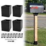 VoTwoofv Post Base Protectors,Heavy Duty Steel Adjustable (Range 3.3-6 in) Protects for 4 x 4 or 6 x 6 Lumber,Idear for Decks,Wood Fences,Porchs,Mailbox from Lawnmower & Rain Damage (4Pack,Black)…