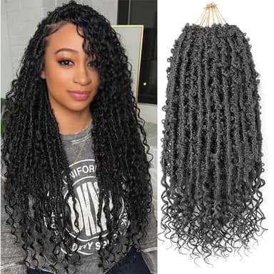 Aipin Butterfly Locs Goddess Locs Crochet Hair With Curly Ends 18 Inch Distressed Faux Locs Soft Locs Crochet Hair For Black Women (18 Inch, 6packs,1B#)