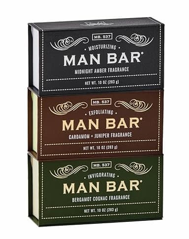 San Francisco Soap Company Man Bar 3-Piece Gift Set featuring all new scents: Midnight Amber, Cardamom & Juniper, Bergamot & Cognac - GREAT GIFT - No Harmful Chemicals - Good for All Skin Types