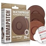 DermaPatch Adhesive Patch – 25 PCS Waterproof Overpatch Covers for CGM Sensors (Libre, Dexcom G6/G7, Stelo, Guardian, Enlite) – Ultra-Thin, No-Glue Center, Long-Fixation – Pre-Cut Paper (Brown Colors)