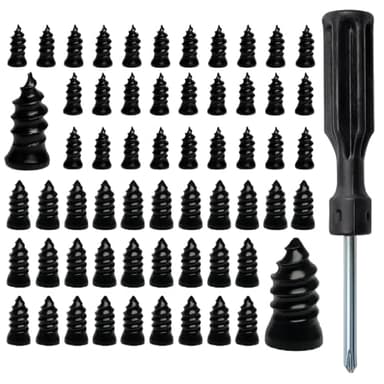 60 PCS Tire Repair Rubber Nails, Reliable Screw in Tire Repair Plugs with a Screwdriver, Tire Repair Screws, Self-Service Tire Plugs Screw Type, Tire Repair First Aid Kit for Car, Motorcycle, Truck