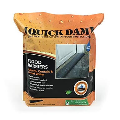 Quick Dam WUM-10 Absorbent Mats, White & QD1224-2 Water Activated Flood Bags (2 Pack), Black, 2 Count & QD610-1 Water-Activated Flood Barrier-1 Pack, Black