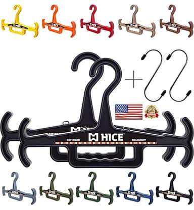 HICE Hanger | Original Heavy Duty Standard Hanger | 200 lb Load Capacity | Durable High Impact Resin | for Body Armor, Tactical, Police, Military Gear, Scuba, Survival Equipment (Black, Set of 2)