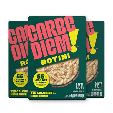 Carbe Diem!, Rotini, Lower Net Carb Pasta with Traditional Flavor & Texture, 8 grams of Protein, 55% Fewer Net Carbs & Only 110 Calories Per Serving, Pack of 3