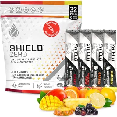 SHIELD Zero | Sugar-Free Electrolyte Replenisher Powder Packets | Natural Ingredients| Clean & Clear with no Dyes and No Artificial Sweeteners | Electrolyte Replenisher | Sugar Free Electrolyte Drink
