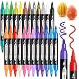 TBC The Best Crafts 24 Colors Dual Tip Acrylic Paint Markers,Waterproof, Non-Toxic, odorless, Suitable for Paper, Pottery, Stones, Backpacks, Glass