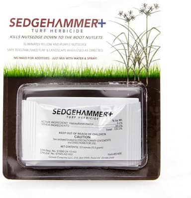 Sedgehammer Plus Turf Herbicide - 1 Pack of 13.5 Gram Pack of USA-Made Purple & Yellow Nutsedge Killer for Lawns with Pre-Mixed Surfactant - Lawn & Pet Safe Weed Killer Mix for Residential Use