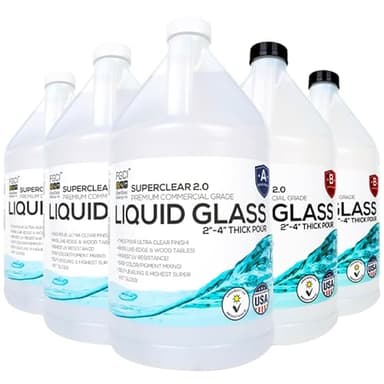 Liquid Glass Deep Pour Epoxy Resin Kit, Premium Commercial Grade, Bulk 15 Gallon Mega Pack - 2:1 Super Crystal Clear Liquid Glass Pour up to 2-4" - Food Safe Epoxy for Medium and Large Casting