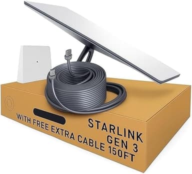Star-Link Gen 3 Standard Satellite Internet Kit – Dish with Wi-Fi 6 Router + Extra 150FT Cable – High-Speed, Low-Latency Internet for Rural and Remote Homes