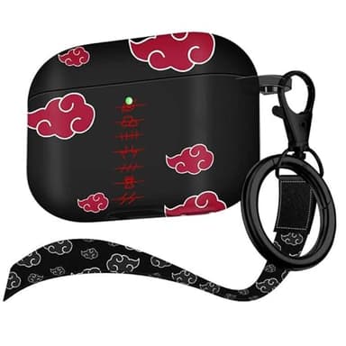 Maxjoy for Airpods Pro 2nd Generation Case, Cartoon Cute Anime Design Series Apple Airpod pro 2 Case Cover for for Airpods Pro 2 Generation 2022 for Men Women, Anime Red Cloud Lanyard