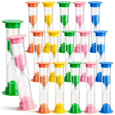 15 Pcs 5 Minute Sand Timer, Plastic Hourglass 5 Min Visual Sand Clock Colorful Timer for School Classroom, Office Decoration, Kitchen Cooking and Kids Time Management (5 Colors)