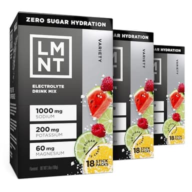 LMNT Zero Sugar Electrolytes - Variety Pack Bundle | Drink Mix | 54-Count