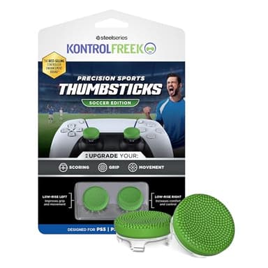 KontrolFreek Precision Sports Performance Thumbsticks for PlayStation 5 (PS5) and PlayStation 4 (PS4) Controller | Soccer Edition | Low-Rise, Concave | Green