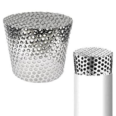 PVC Termination Drainage Exhaust Pipe Mesh Screen Vent Cover,90-110mm/3.5-4.3inch Inner Diameter Furnace&Roof 304 Stainless Steel Conical Multihole Vent Cap,Gutter Guard Filter Downspout Strainer