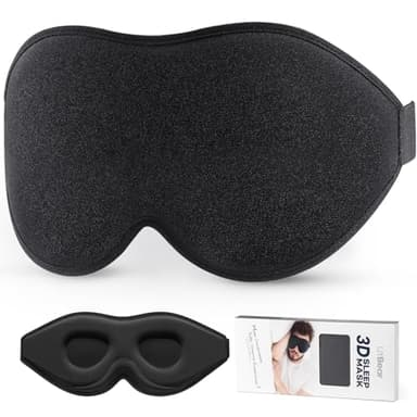 LitBear Sleep Mask for Side Sleeper Women Men, Eye Mask for Sleeping Light Blocking, 3D Contoured Cup Sleeping Mask, Soft Breathable Sleep Eye Mask with Adjustable Elastic Strap for Travel