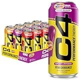 C4 Energy Drink x Popsicle Variety Pack, Carbonated Sugar Free Pre Workout Performance Drink with no Artificial Colors or Dyes, 3 Flavors - Grape, Hawaiian Pineapple, and Cherry, 16 Oz, Pack of 12