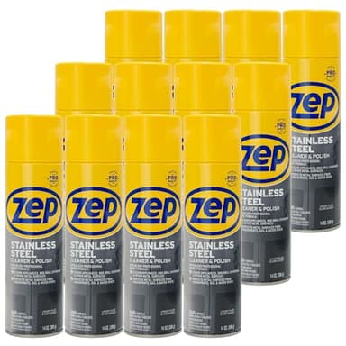 Zep Stainless Steel Cleaner and Polish - 14 oz (Case of 12) ZUSSTL14 - Protects Metal Surfaces From Fingerprints, Soil & Water Spots