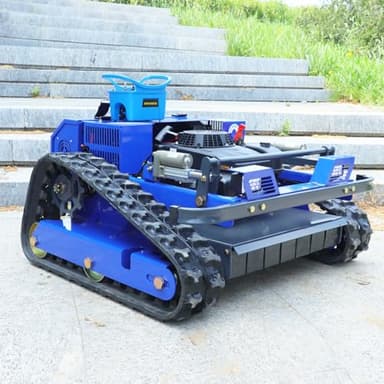 AIWEIYA-Remote Control Lawn Mower,Oil-Electric Hybrid Crawler Track Mower,3-15CM Cutting Height Professional Landscape and Estate Mower for 100% Slope(45°) Large Turf Grass Cutting