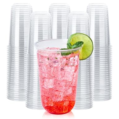 Vplus 16 oz Compostable Clear Plastic Cold Cups, 100 Pack Biodegradable Disposable Cups, BPA & PFAS Free, Plant-Based Plastic Cups for Juice, Wine, Parties, Weddings, and Everyday Use