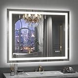 CHARMOR 40x36 Inch LED Bathroom Mirror for Wall, Lighted Bathroom Vanity Mirror with Lights, Dimmable, Anti-Fog, 3 Colors, Shatter-Proof,ETL Listed (Front Lights+Backlit)