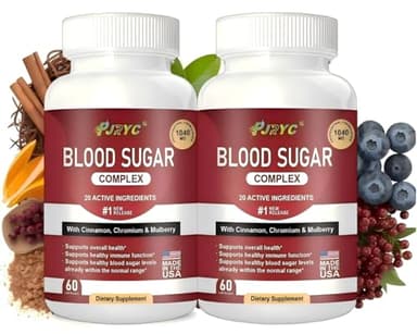 Blood Sugar Complex Supplement - Supports Healthy Blood Sugar Levels, All Natural with Cinnamon Bitter Melon Chromium Garlic Hibiscus Olive Leaf Mulberry Non-GMO - 120 Capsules