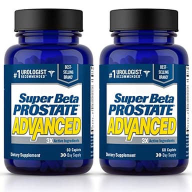 SUPER BETA PROSTATE Advanced – Promote Sleep, Support Bladder Emptying. Prostate Support Supplement for Men's Health with Beta Sitosterol, not Saw Palmetto. (120 Caplets, 2-Pack)