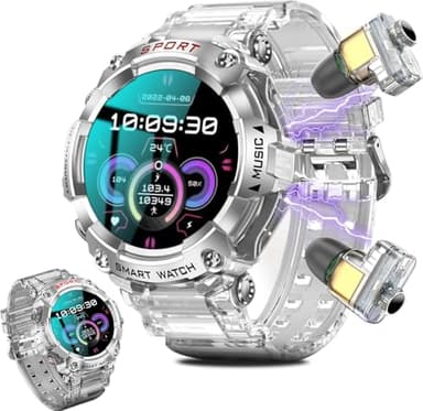 Smart Watch with Earbuds for Women Men,1.52" HD Touch Screen & Bluetooth Call (Make/Answer),Activity Tracker 2 in 1 Heart Rate Monitor,Bluetooth Watch with Local Music for Android iOS