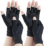 SHIFANQI 2 Pairs Copper Arthritis Gloves for Carpal Tunnel Pain Relief, Compression Gloves to Alleviate Hand Pain,Swelling,Fingerless Typing Gloves for Rheumatoid,Tendonitis for Women&Men (Medium)