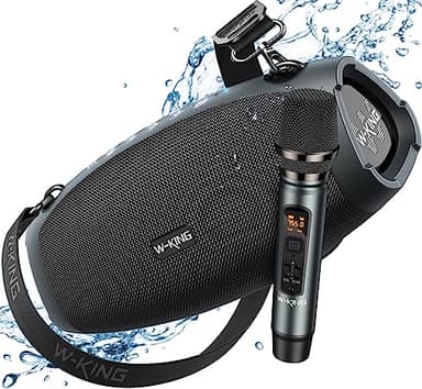 W-KING Portable Loud Bluetooth Speakers with Wireless Microphone, (120W Peak) 70W Outdoor Speaker Bluetooth Wireless Waterproof, Triple Passive Radiators-Deep Bass/Hi-fi/DSP/TF/AUX/EQ/Opener