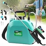 Battery Powered Sprayer 1.35 Gallon, 2025 Electric Sprayer with 3 Adjustable Speeds, 4 Mist Nozzles, Rechargeable Handle, Retractable Wand, Garden Sprayer with Adjustable Shoulder Strap for Weed Lawn