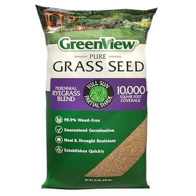 GreenView Pure Grass Seed Perennial Ryegrass Blend, 20 lb. Bag – Covers up to 10,000 sq. ft.