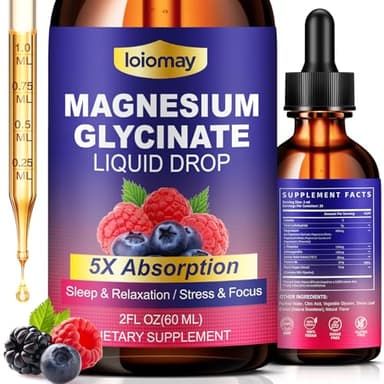 Magnesium Glycinate Liquid Drops 400mg, 5-in-1 Liquid Magnesium Complex with L-Threonate, Taurate, Citrate, Glycinate and Malate for Women & Men for Sleep, Calm & Relaxation - 2 Fl Oz