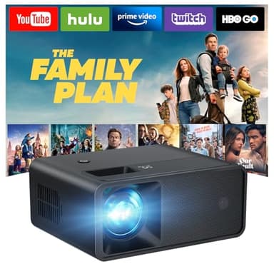 CiBest Portable Mini Projector White, 2025 Upgraded Full HD 1080P Projector, Movie Projector Compatible with iOS/Android Phone/Tablet/Laptop/PC/TV Stick/Box/USB
