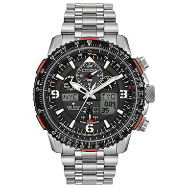 Citizen Men's Promaster Air Skyhawk Eco-Drive Pilot Watch, Atomic Timkeeping Technology, Chronograph, Power Reserve Indicator, Ana-digi Display, Luminous Hands and Markers, Stainless Steel Bracelet (Model: JY8108-53E)