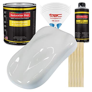 Restoration Shop - Championship White Acrylic Enamel Auto Paint - Complete Gallon Paint Kit - Professional Single Stage High Gloss Automotive, Car, Truck, Equipment Coating, 8:1 Mix Ratio, 2.8 VOC