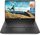 HP 2024 Stream 14 Inch Laptop for Students and Business, Intel Celeron N4120, Black Laptop 16GB RAM + 320GB Storage (64GB eMMC+256GB MSD), ‎Intel UHD Graphics, 1-Year Office 365, Windows 11 S