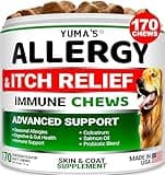 YUMA'S Dog Allergy Relief Chews - Dog Itching Skin Relief Treatment Pills - 170 Treats - Anti-Itch Chewables - Itchy and Paw Licking - Hot Spots - Omega 3 Fish Oil - Dry Skin & Coat Supplement